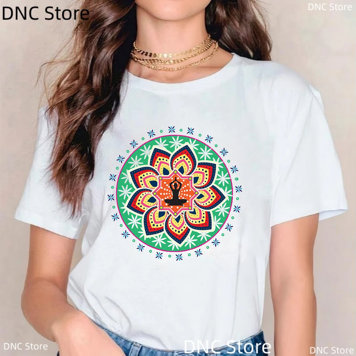 🌸 Spiritual Abacus Modra Lotus Buddha T-Shirt – Women's Yoga & Meditation Tee with Namaste Print