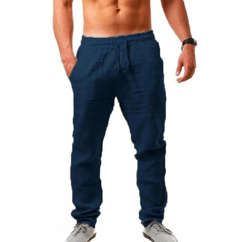🍁 Spiritual Abacus – Men’s Cotton Linen Pants - Breathable • Solid Color • Autumn Streetwear Trousers for Fitness, Lounge & Everyday Style
