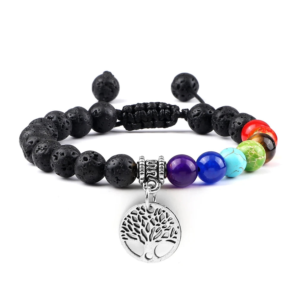 🌈 Spiritual Abacus 7 Chakra Tree of Life Bracelet Natural Stone Reiki Energy Beads