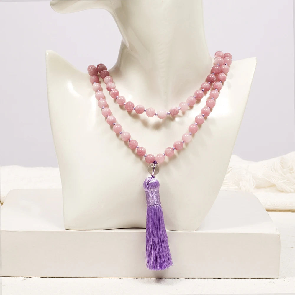 💜 Spiritual Abacus Kunzite 108-Bead Mala Necklace