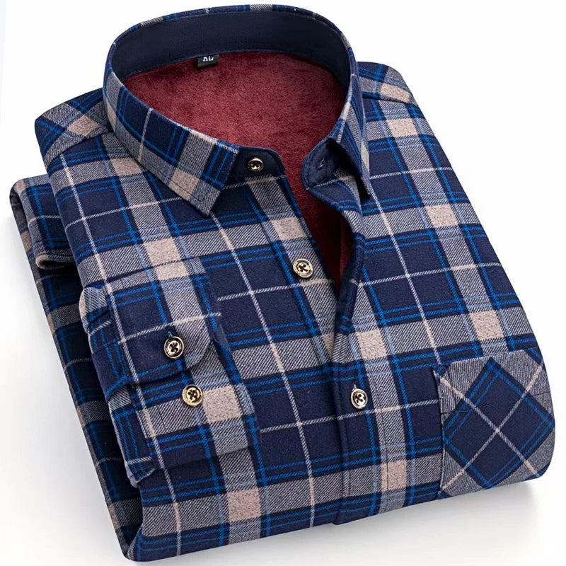 Spiritual Abacus™ Men’s Winter Flannel Shirt – Thickened Plaid Fleece Long Sleeve Casual Shirt