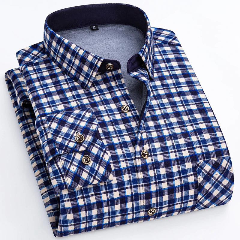 Spiritual Abacus™ Men’s Winter Flannel Shirt – Thickened Plaid Fleece Long Sleeve Casual Shirt