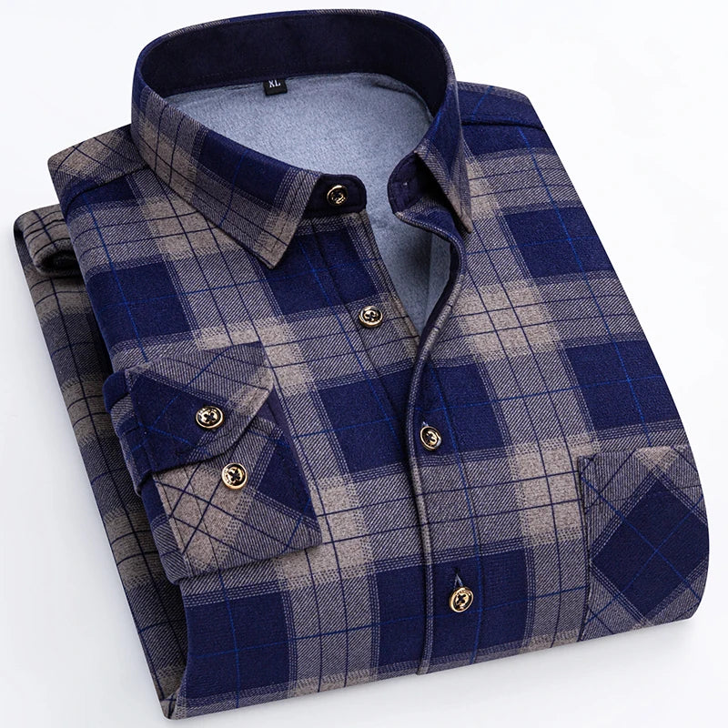 Spiritual Abacus™ Men’s Winter Flannel Shirt – Thickened Plaid Fleece Long Sleeve Casual Shirt