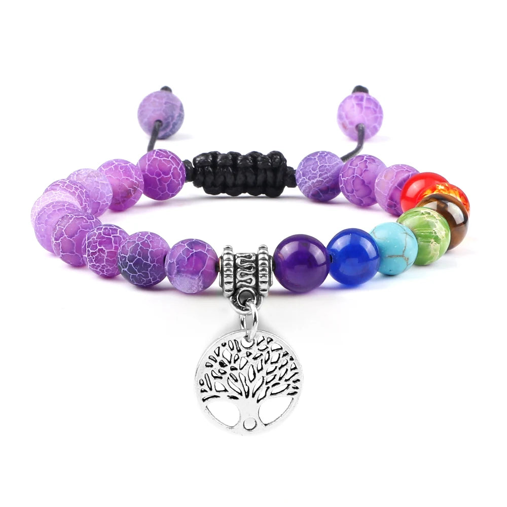 🌈 Spiritual Abacus 7 Chakra Tree of Life Bracelet Natural Stone Reiki Energy Beads