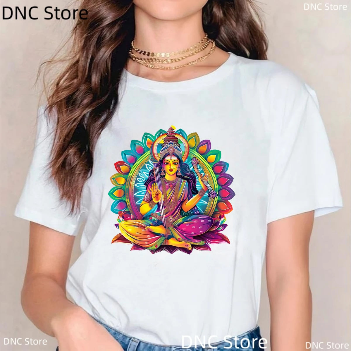 🌸 Spiritual Abacus Modra Lotus Buddha T-Shirt – Women's Yoga & Meditation Tee with Namaste Print