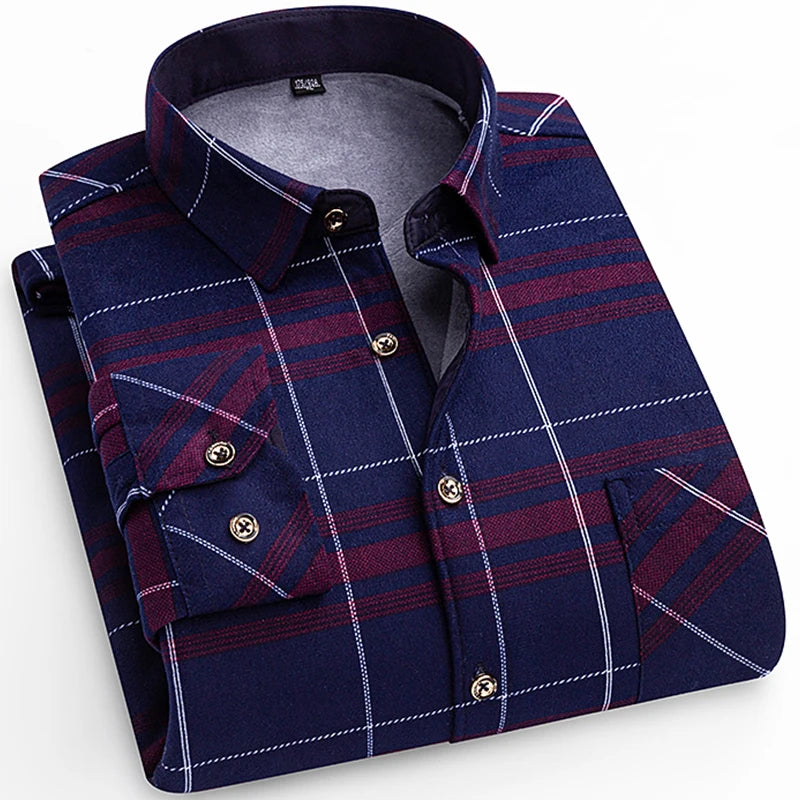 Spiritual Abacus™ Men’s Winter Flannel Shirt – Thickened Plaid Fleece Long Sleeve Casual Shirt