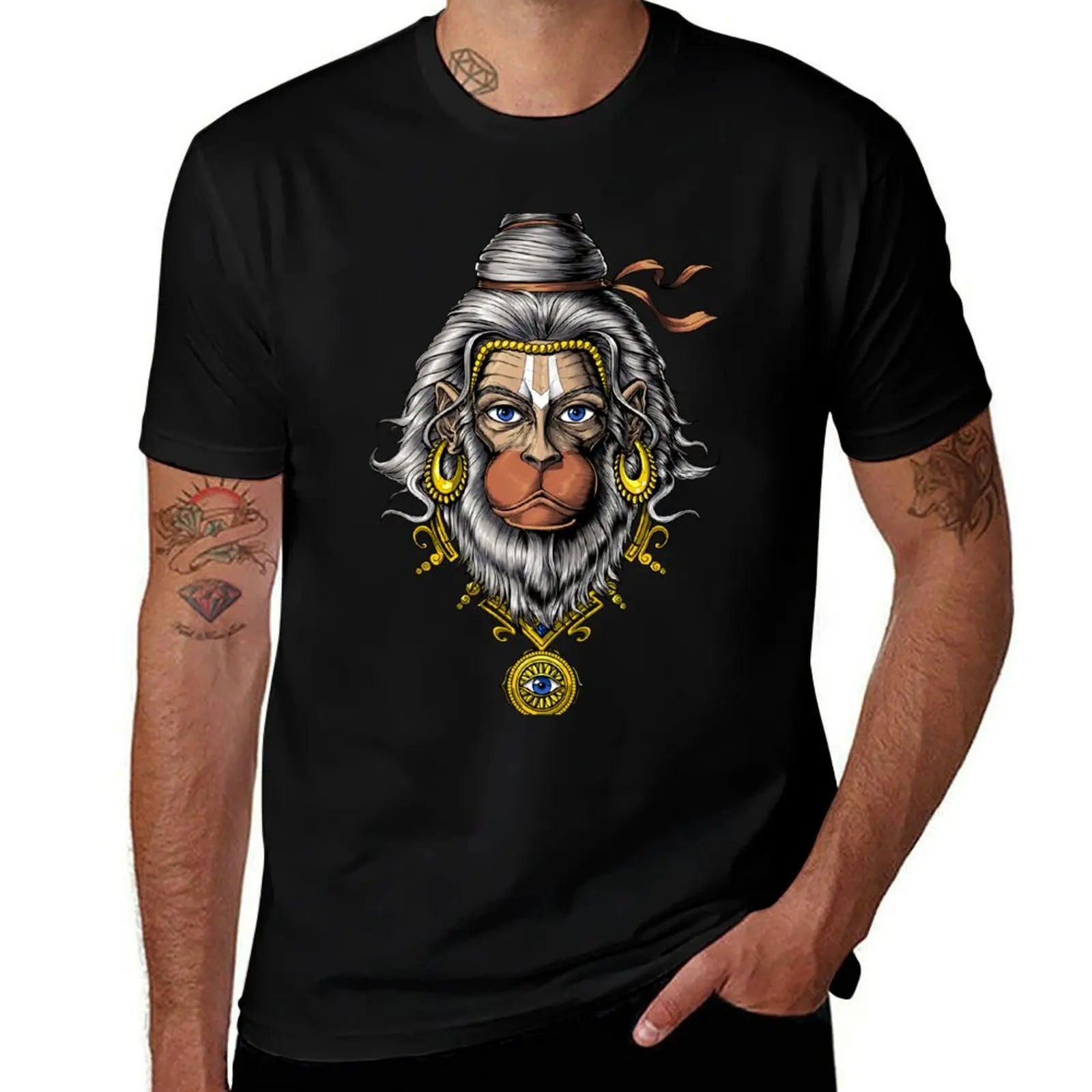 Spiritual Abacus™ Hanuman Graphic T-Shirt – Hindu Deity Inspired Men’s Tee