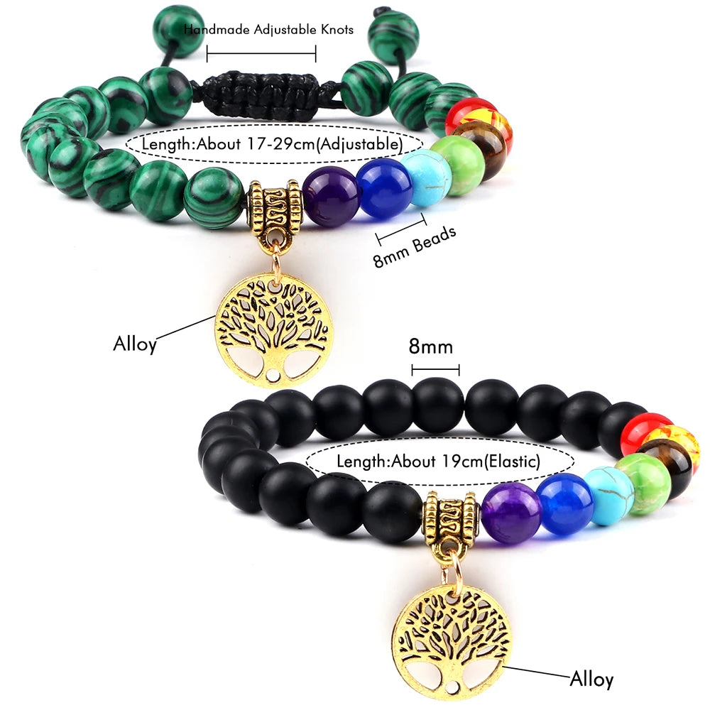 🌈 Spiritual Abacus 7 Chakra Tree of Life Bracelet Natural Stone Reiki Energy Beads