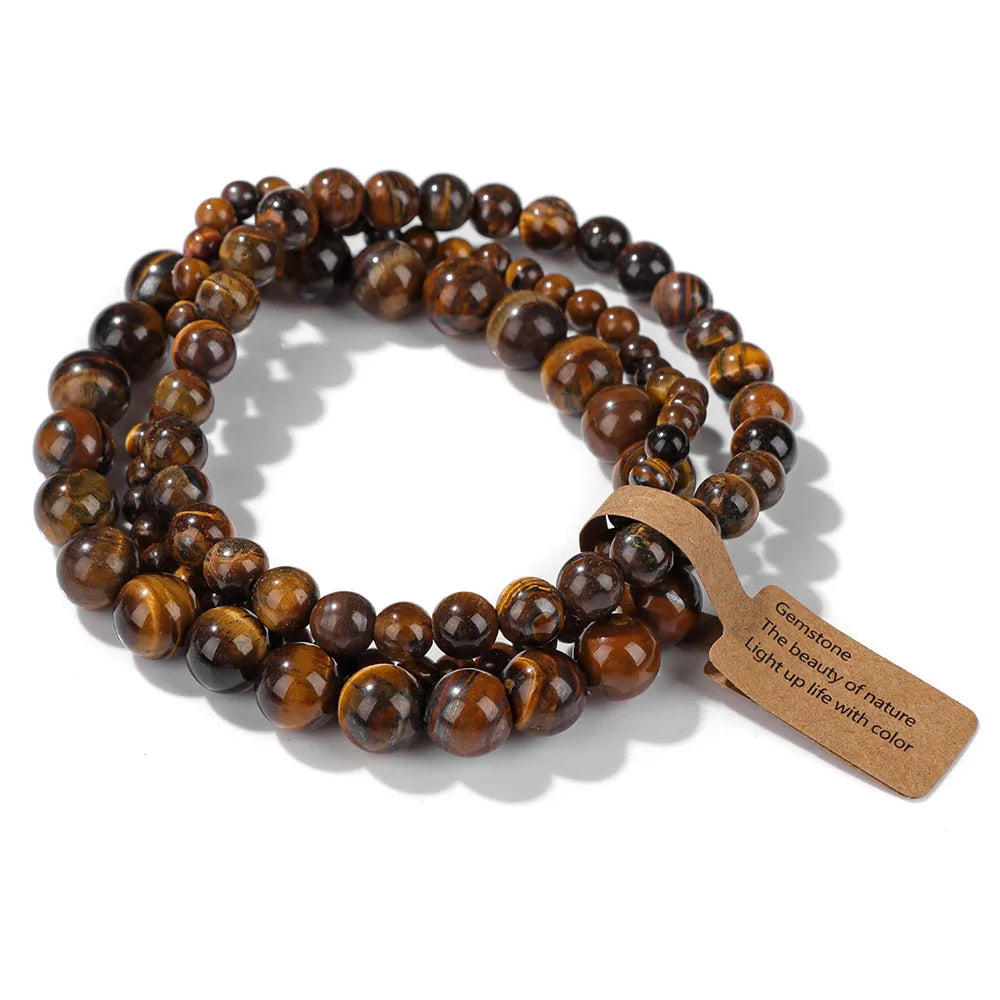 🎀 Spiritual Abacus Pink Zebra & Mixed Natural Stone Bracelet Set 4mm–8mm Beads