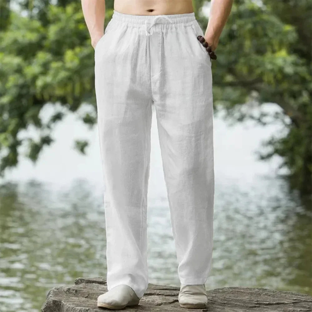 ☀️ Spiritual Abacus – 2025 Men’s Cotton Linen Loose-Fit Pants - Summer Casual • Solid Color • Breathable Fabric • Plus Sizes