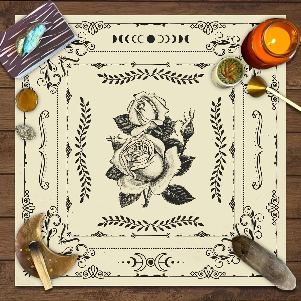 🔮 Spiritual Abacus Tarot Card Tablecloth Mystical Wizardry Butterfly & Flower Design – For Tarot, Oracle, and Astrology Readings