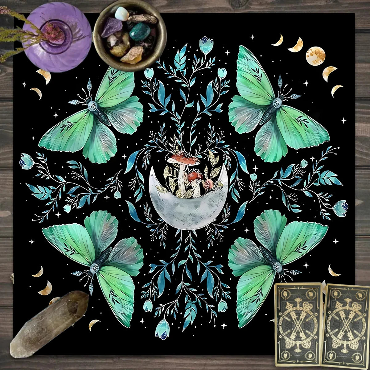 🔮 Spiritual Abacus Tarot Card Tablecloth Mystical Wizardry Butterfly & Flower Design – For Tarot, Oracle, and Astrology Readings