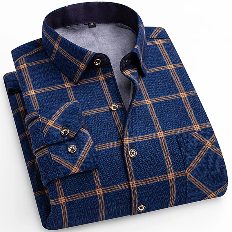 Spiritual Abacus™ Men’s Winter Flannel Shirt – Thickened Plaid Fleece Long Sleeve Casual Shirt
