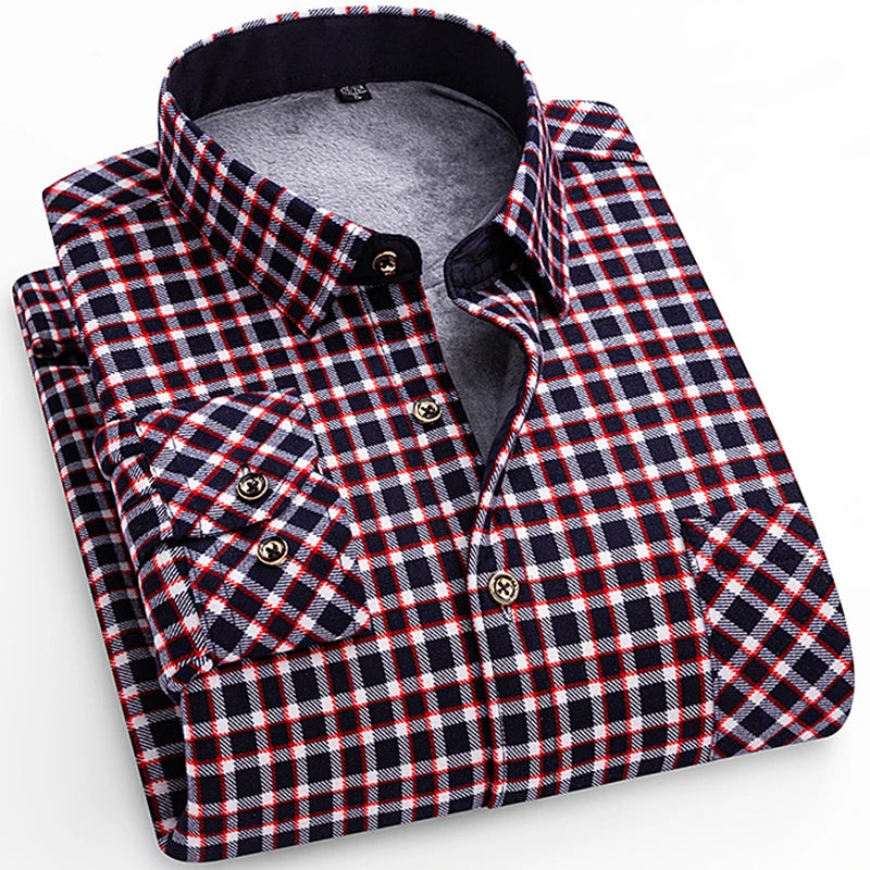 Spiritual Abacus™ Men’s Winter Flannel Shirt – Thickened Plaid Fleece Long Sleeve Casual Shirt