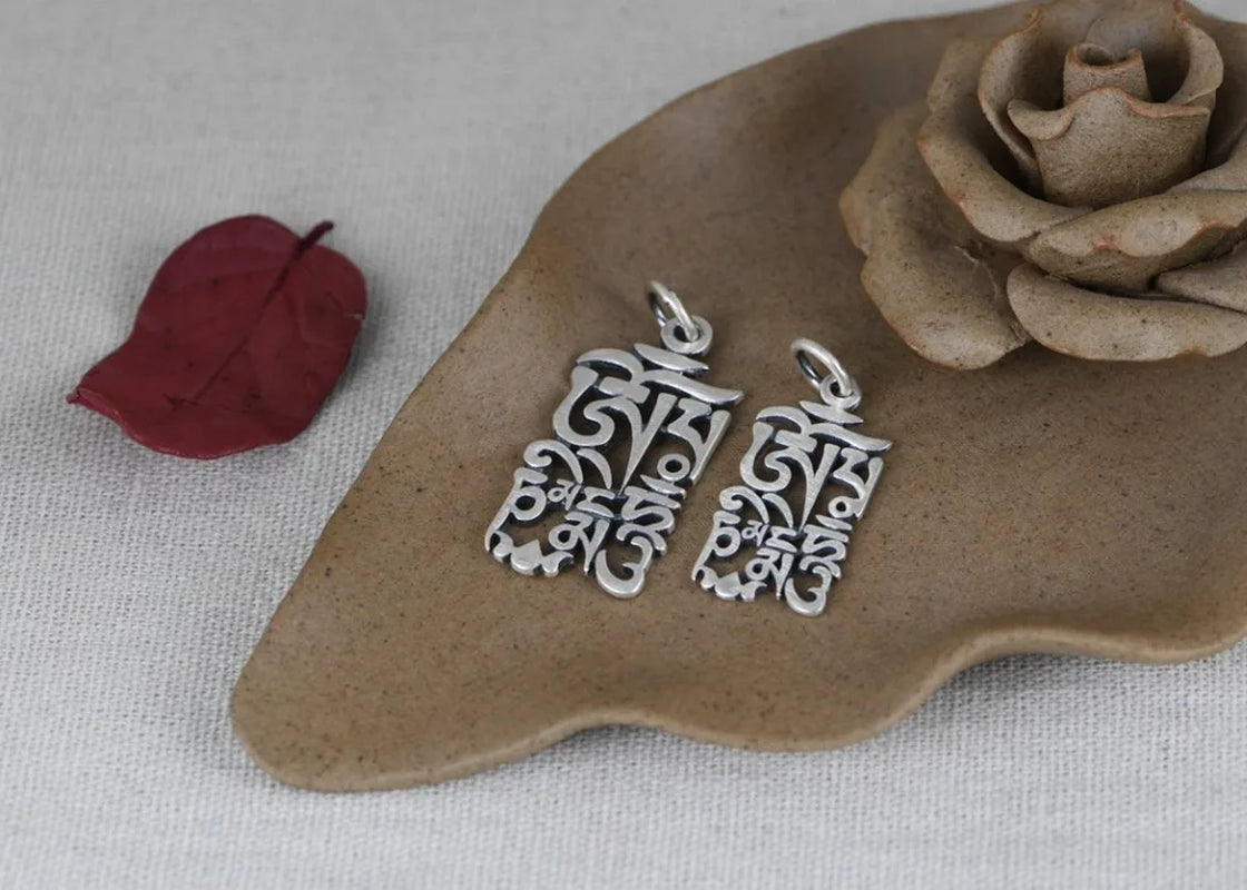 Spiritual Abacus 999 Pure Silver Tibetan Pendant – OM Mani Padme Hum Mantra Amulet for Protection & Good Luck