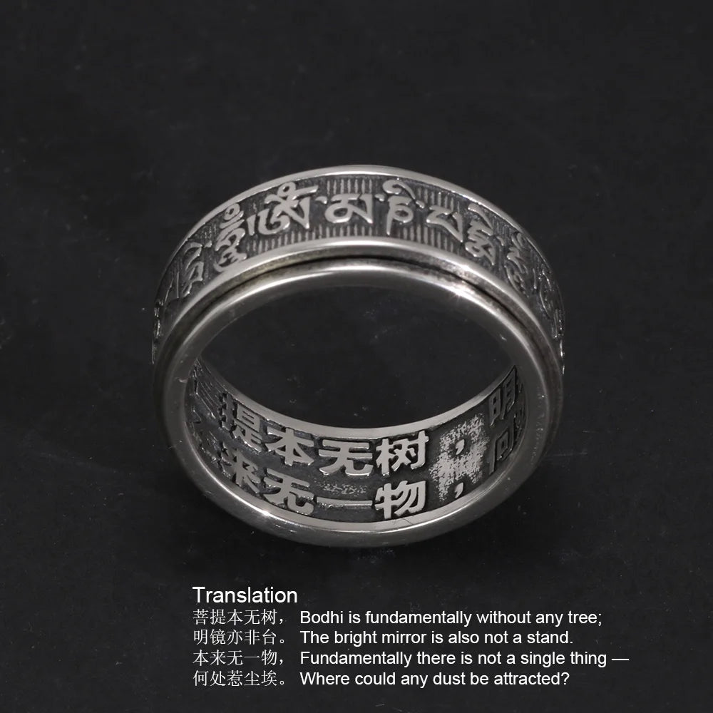 Spiritual Abacus 925 Sterling Silver Tibetan Spinner Ring – Om Mani Padme Hum Mantra for Men