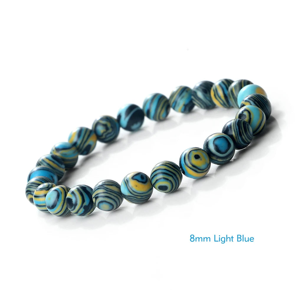 🔷 Blue Malachite Chakra Mala Bracelet – Natural Stone Buddhist Prayer Beads Healing Strand Bracelet for Yoga, Meditation & Energy Balance by Spiritual Abacus