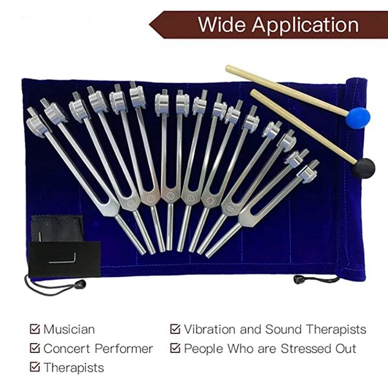 Spiritual Abacus 8-Piece Chakra Tuning Fork Set – Silver Healing Forks for Meditation, Energy Alignment & Sound Therapy
