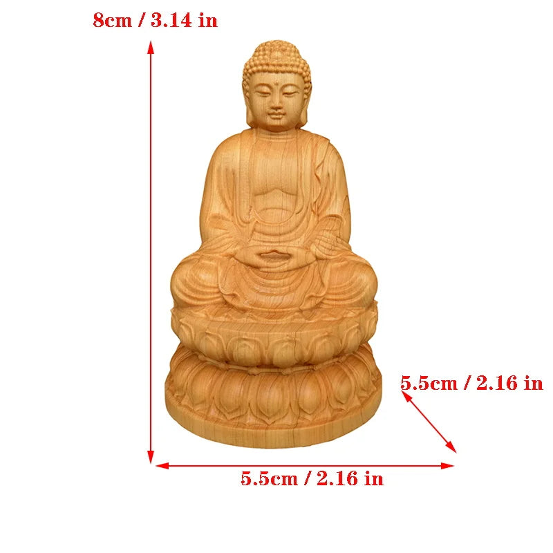 Spiritual Abacus Natural Cypress Buddha Statue