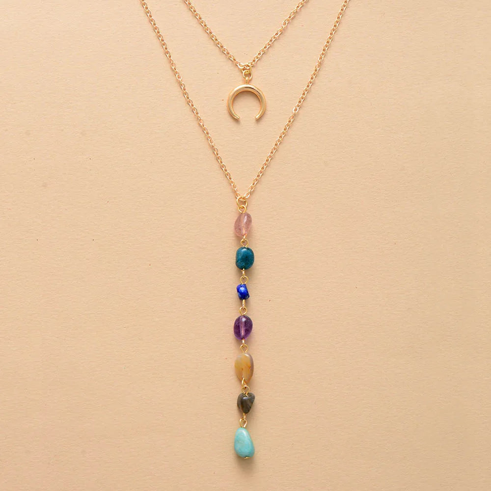 💖 Spiritual Abacus 7-Chakra Heart Pendant Necklace – Gold-Plated Minimalist Spiritual Jewelry