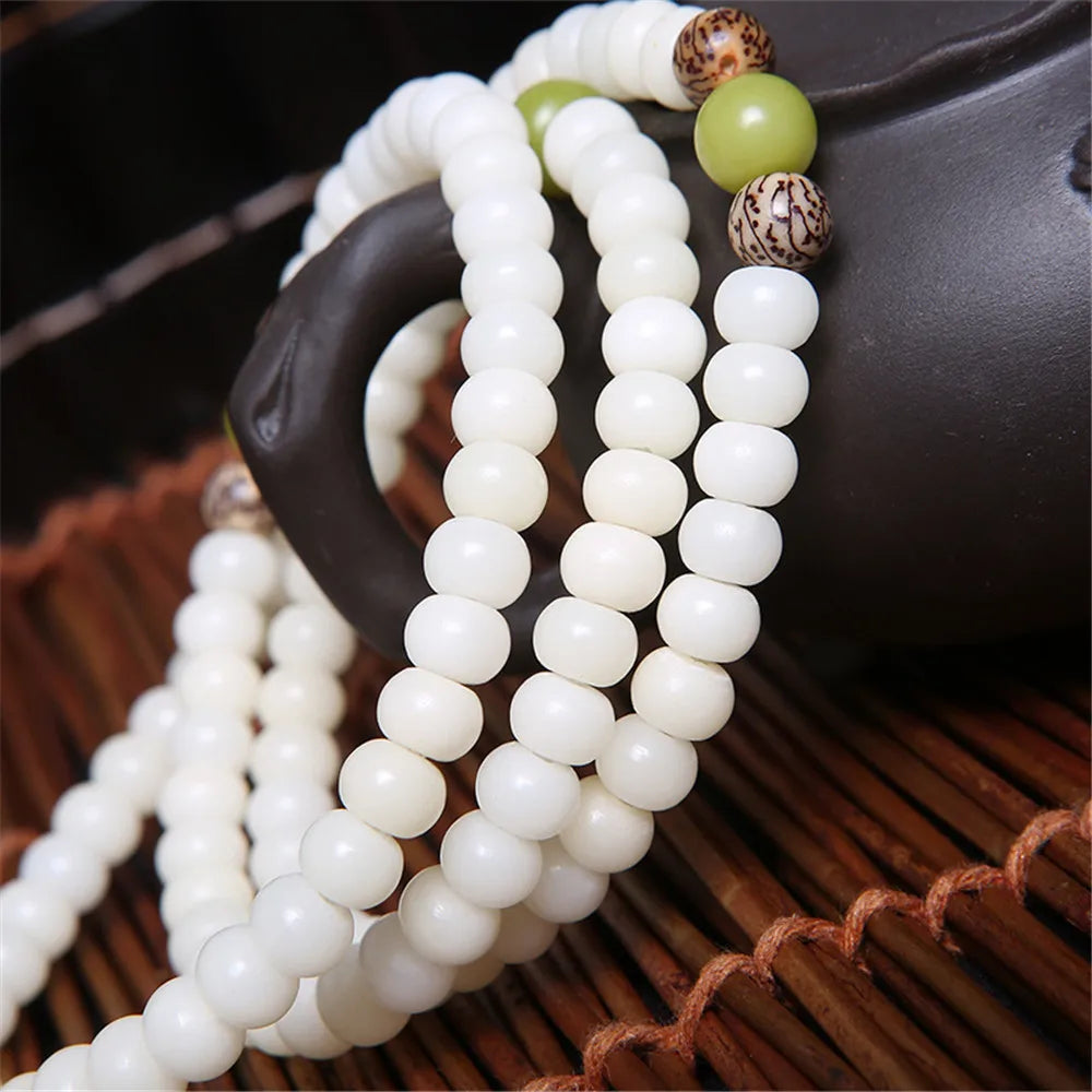 Spiritual Abacus 108 Bodhi Root Lotus Mala Bracelet