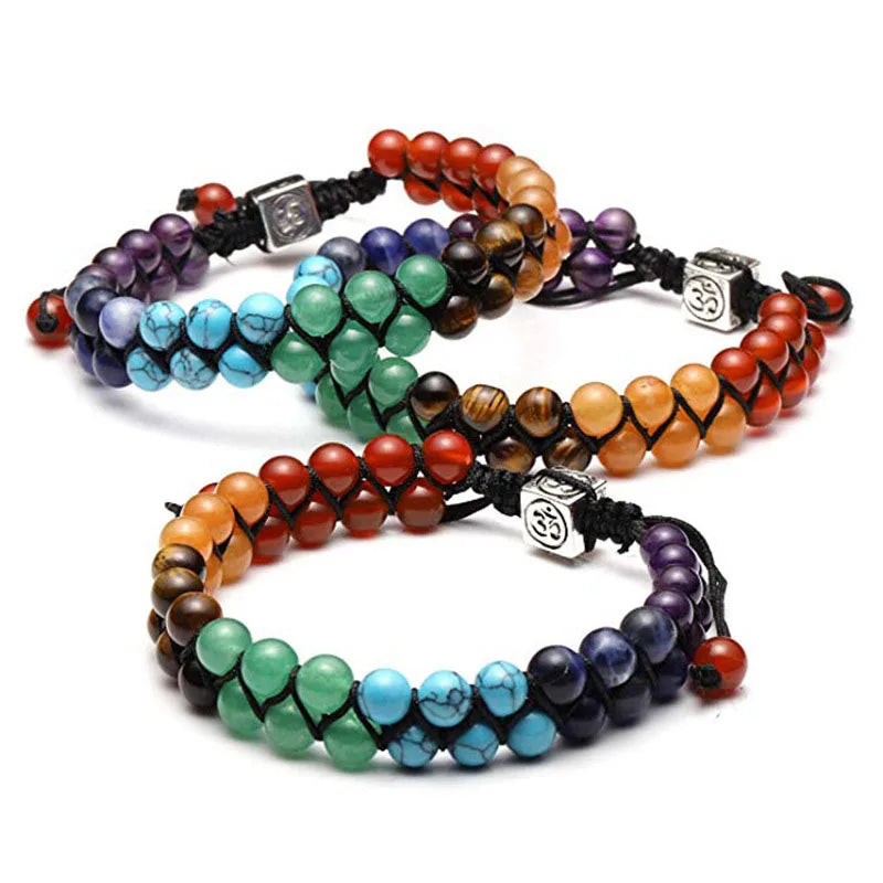 Spiritual Abacus 🌈 Double Layer 7 Chakra Healing Bracelet – Lava Stone & Gem Beads