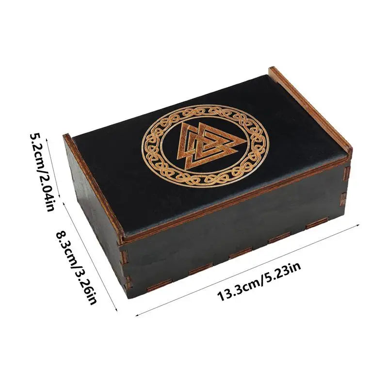 🌲 Handcrafted Wooden Tarot Card Box with Sliding Lid Vintage-Style Organizer for Tarot Decks, Crystals, or Jewelry – by Spiritual Abacus
