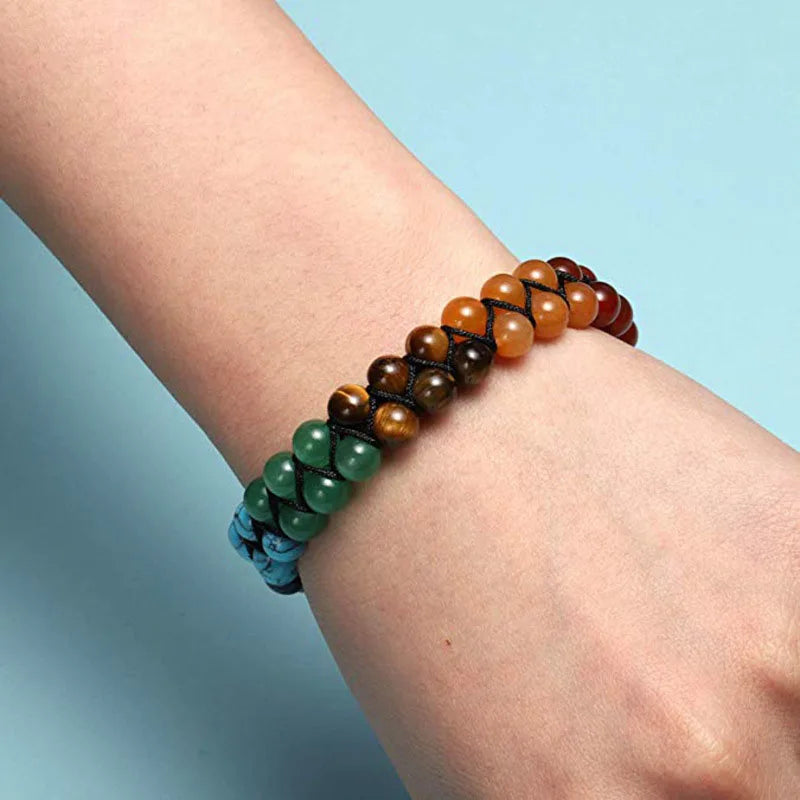 Spiritual Abacus 🌈 Double Layer 7 Chakra Healing Bracelet – Lava Stone & Gem Beads