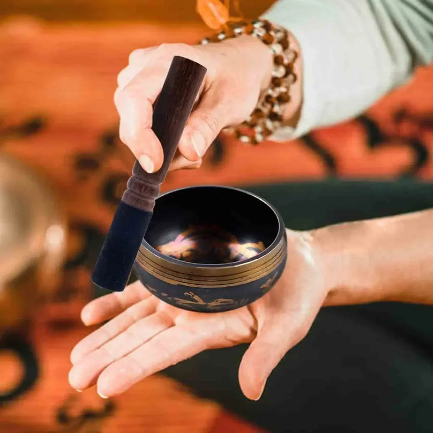 🥣 Spiritual Abacus 8cm Tibetan Singing Bowl Handcrafted Sound Bowl for Meditation, Yoga & Healing Rituals
