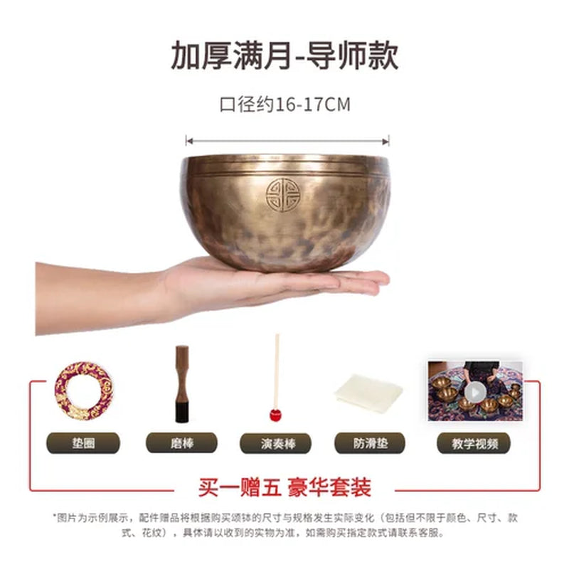 🌕 Full Moon Himalayan Singing Bowl Handmade in Nepal – For Meditation, Sound Healing, and Mindfulness