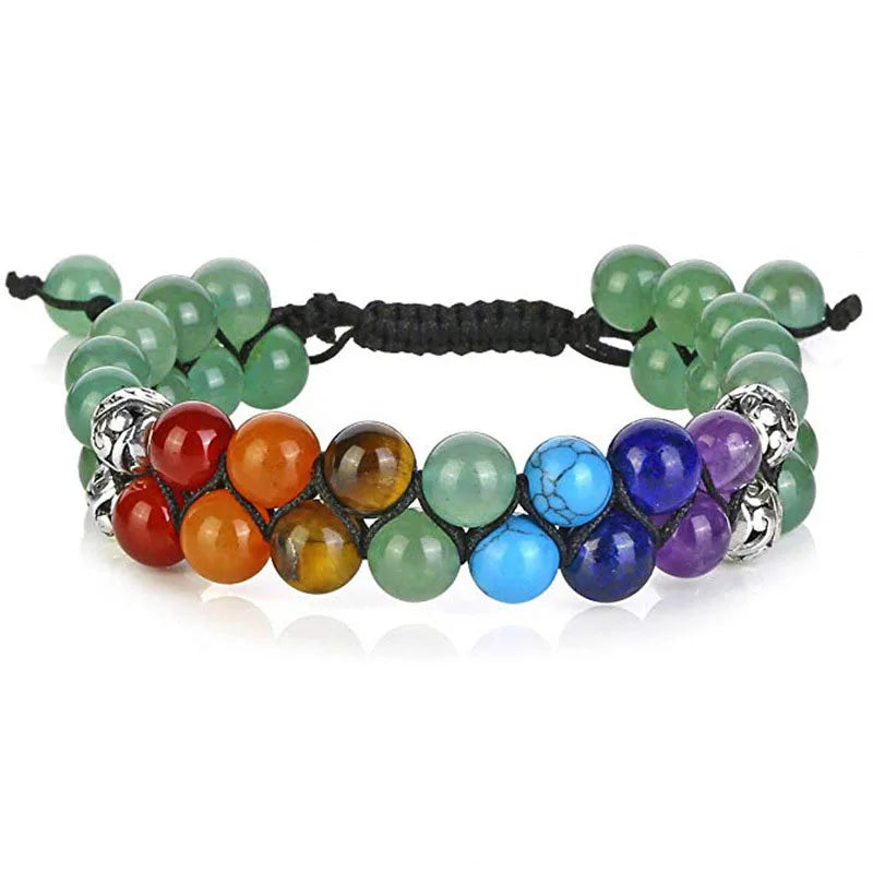 Spiritual Abacus 🌈 Double Layer 7 Chakra Healing Bracelet – Lava Stone & Gem Beads