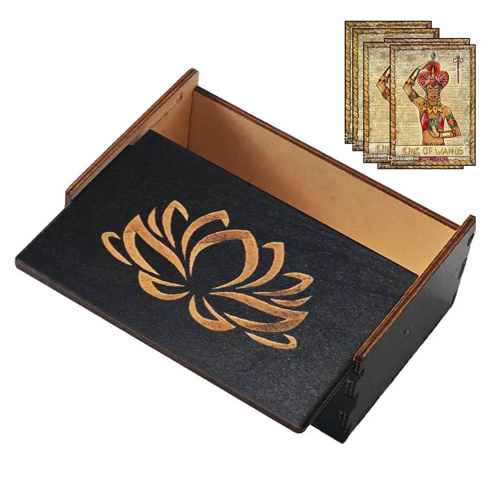 🌲 Handcrafted Wooden Tarot Card Box with Sliding Lid Vintage-Style Organizer for Tarot Decks, Crystals, or Jewelry – by Spiritual Abacus