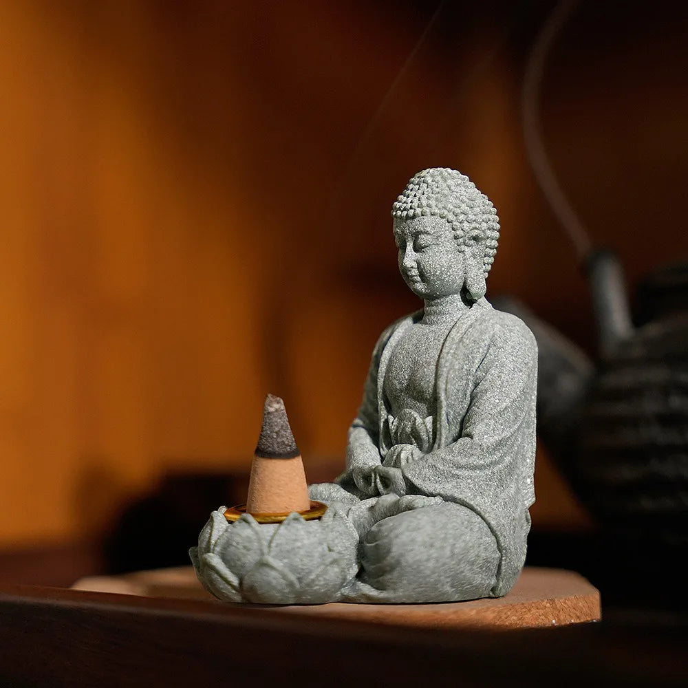 Spiritual Abacus Zen Buddha Incense & Tealight Holder – Garden & Home Meditation Decor for Desk, Porch, Patio, or Altar