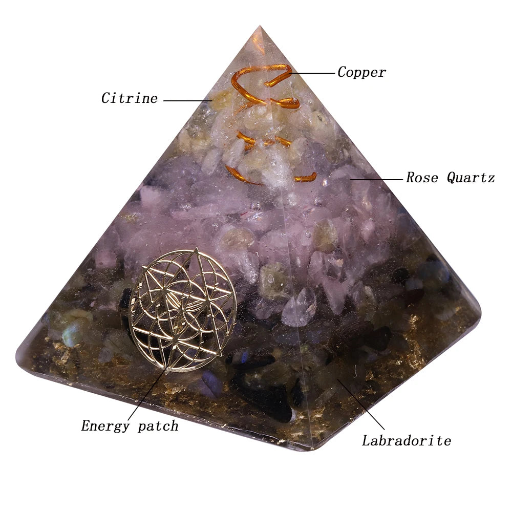 Spiritual Abacus Pink Crystal Orgone Pyramid