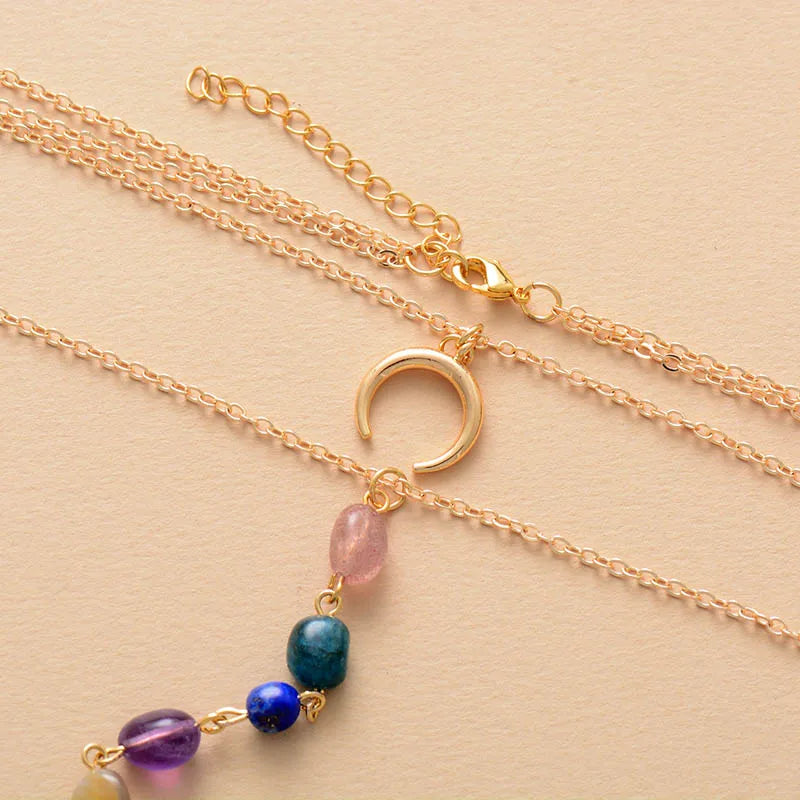💖 Spiritual Abacus 7-Chakra Heart Pendant Necklace – Gold-Plated Minimalist Spiritual Jewelry
