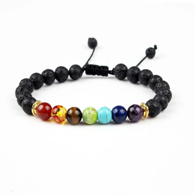 Spiritual Abacus 🌈 Double Layer 7 Chakra Healing Bracelet – Lava Stone & Gem Beads