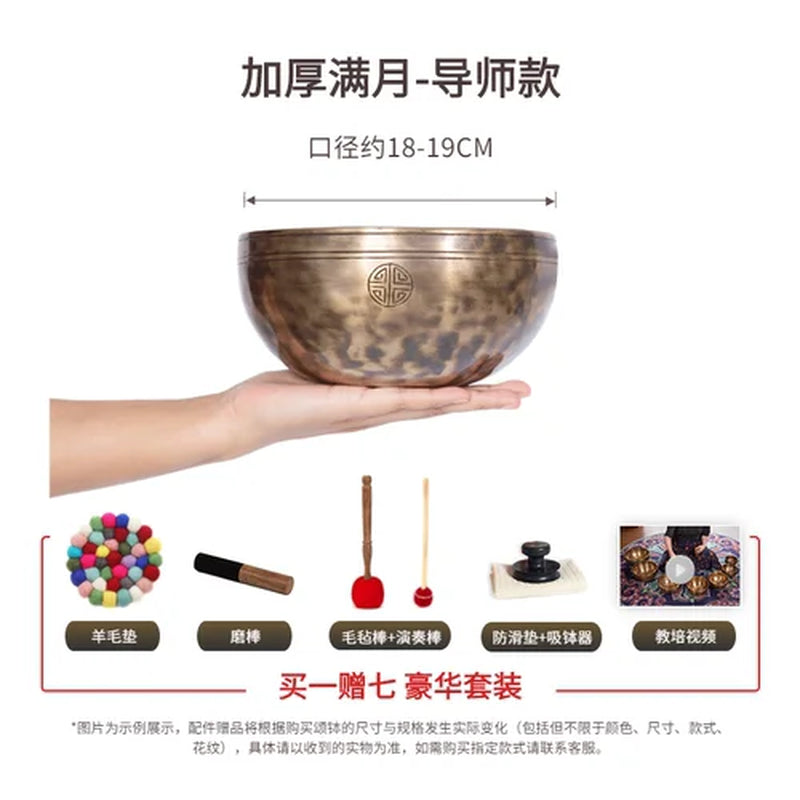 🌕 Full Moon Himalayan Singing Bowl Handmade in Nepal – For Meditation, Sound Healing, and Mindfulness