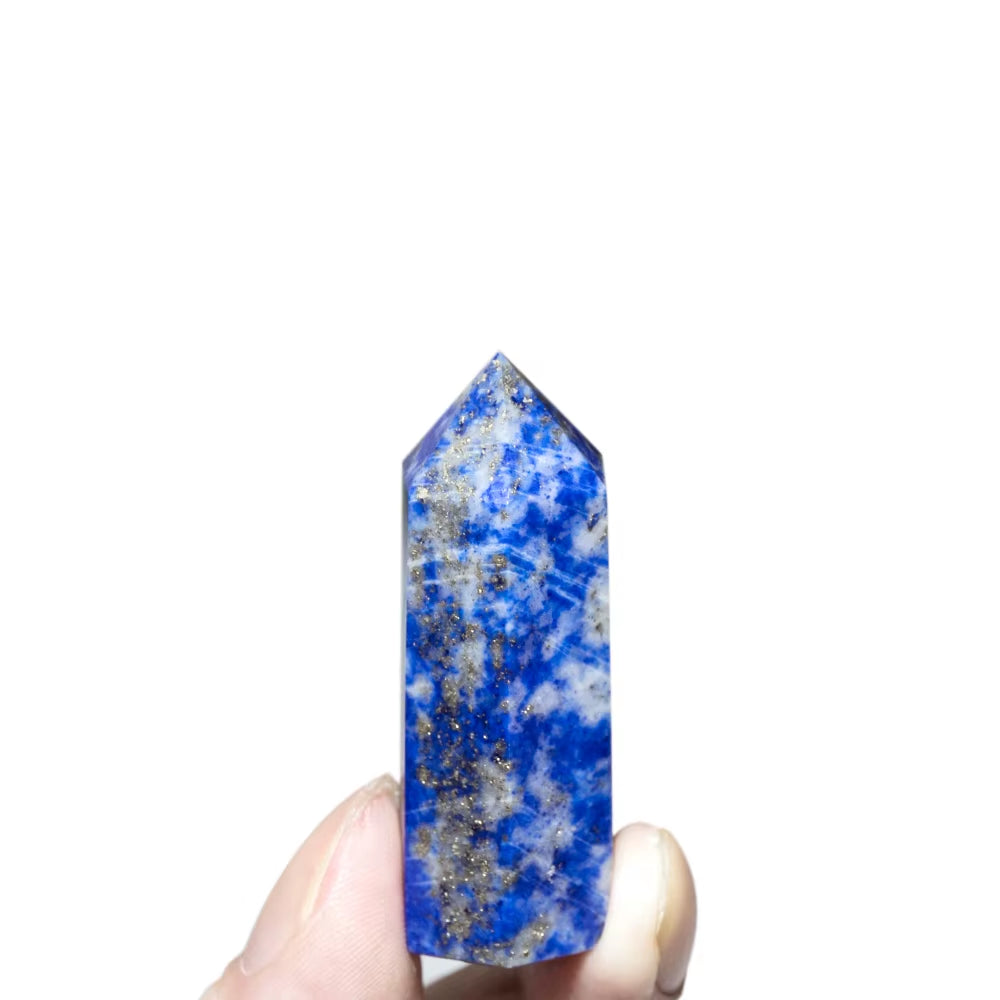 Spiritual Abacus 🔷 Natural Lapis Lazuli Crystal Wand (1.57"–3.14") Polished Hexagonal Point