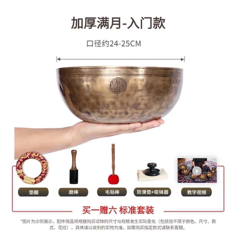 🌕 Full Moon Himalayan Singing Bowl Handmade in Nepal – For Meditation, Sound Healing, and Mindfulness