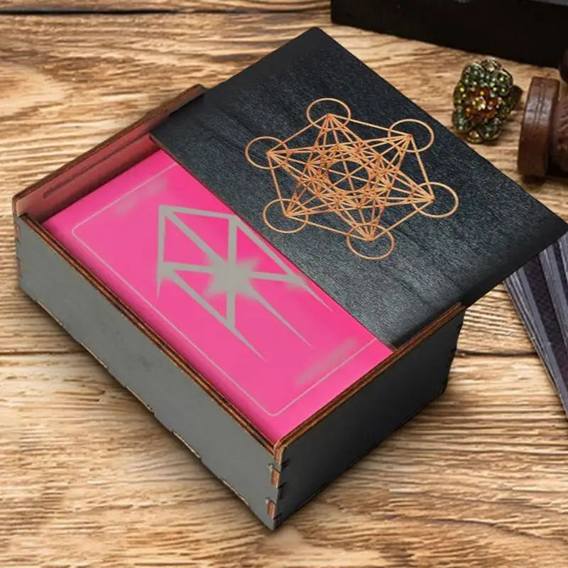 🌲 Handcrafted Wooden Tarot Card Box with Sliding Lid Vintage-Style Organizer for Tarot Decks, Crystals, or Jewelry – by Spiritual Abacus