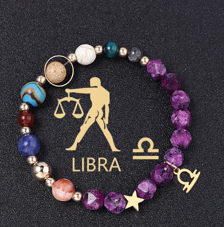 Spiritual Abacus Twelve Constellations Natural Stone Bracelet with Eight Planets