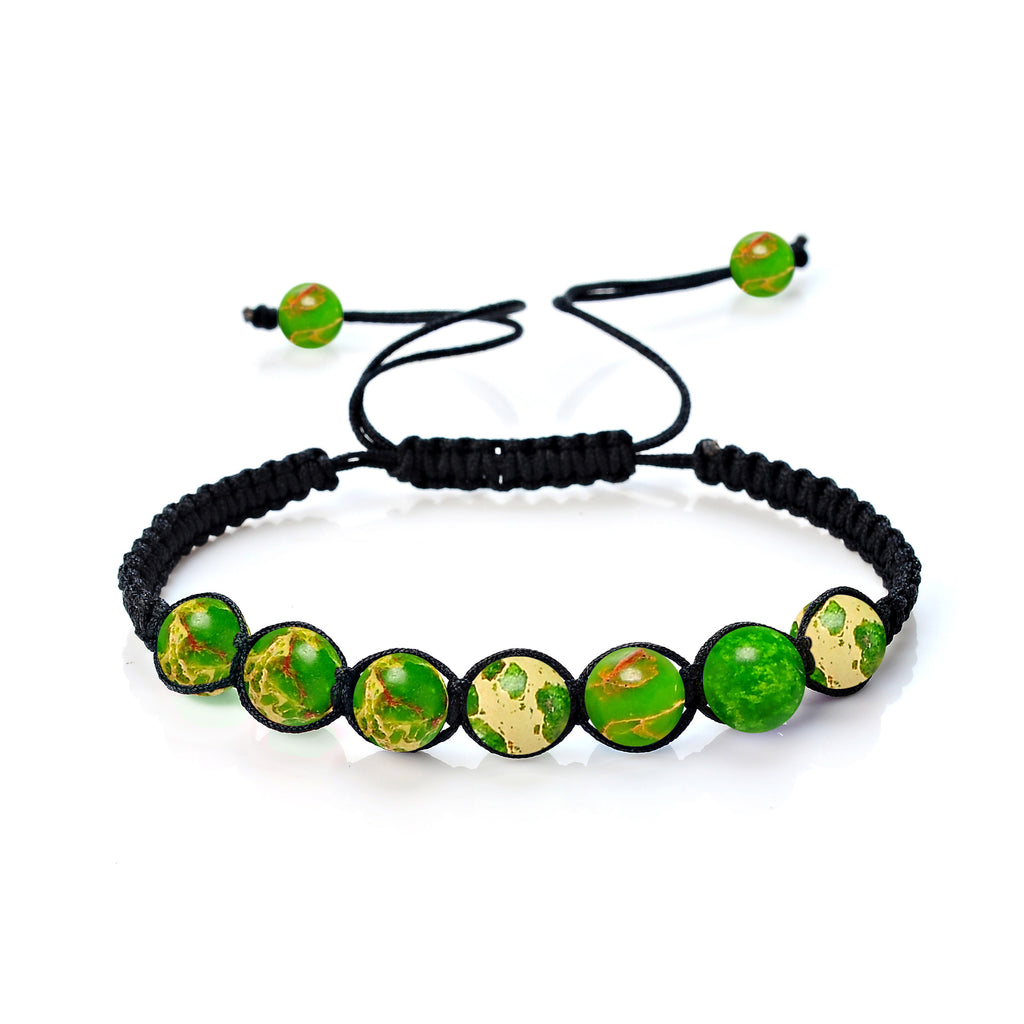 Spiritual Abacus 8MM Amethyst, Blue Gold & Green Aventurine Braided Bracelet