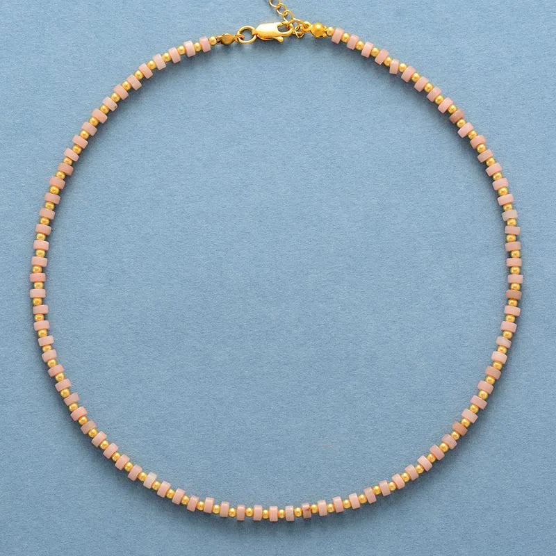 💎 Spiritual Abacus Natural Stone Beaded Choker – Minimalist Collar Necklace for Women