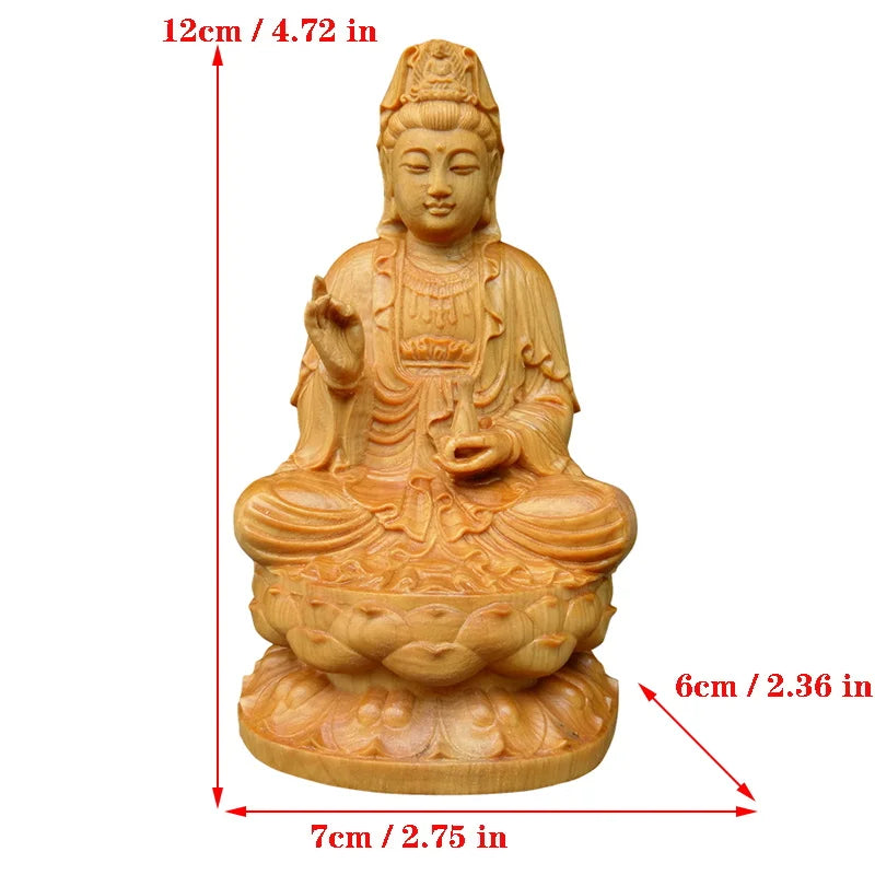 Spiritual Abacus Natural Cypress Buddha Statue