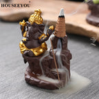 Spiritual Abacus Ganesha Backflow Incense Burner – Ceramic Waterfall Aromatherapy Censer for Zen Decor & Meditation Spaces