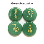 Spiritual Abacus 4-Piece Reiki Healing Stone Set – Natural Semi-Precious Crystal Slabs with Reiki Symbols (10 Color Options)