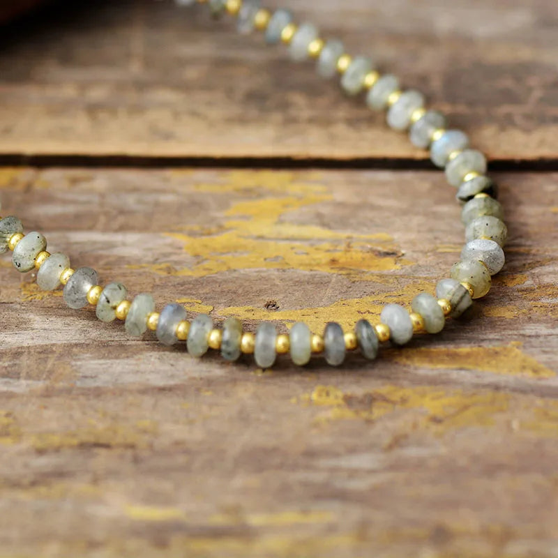💎 Spiritual Abacus Natural Stone Beaded Choker – Minimalist Collar Necklace for Women