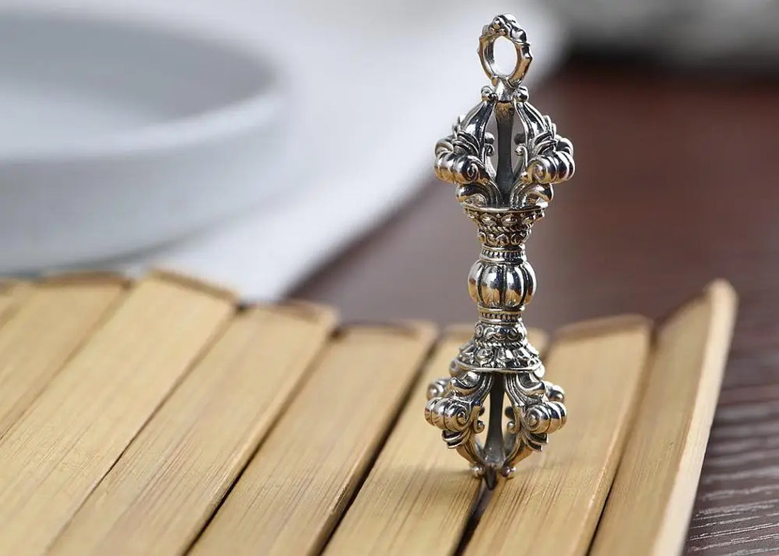 Spiritual Abacus ⚡ 925 Silver Tibetan Dorje Pendant Solid Sterling Vajra Amulet