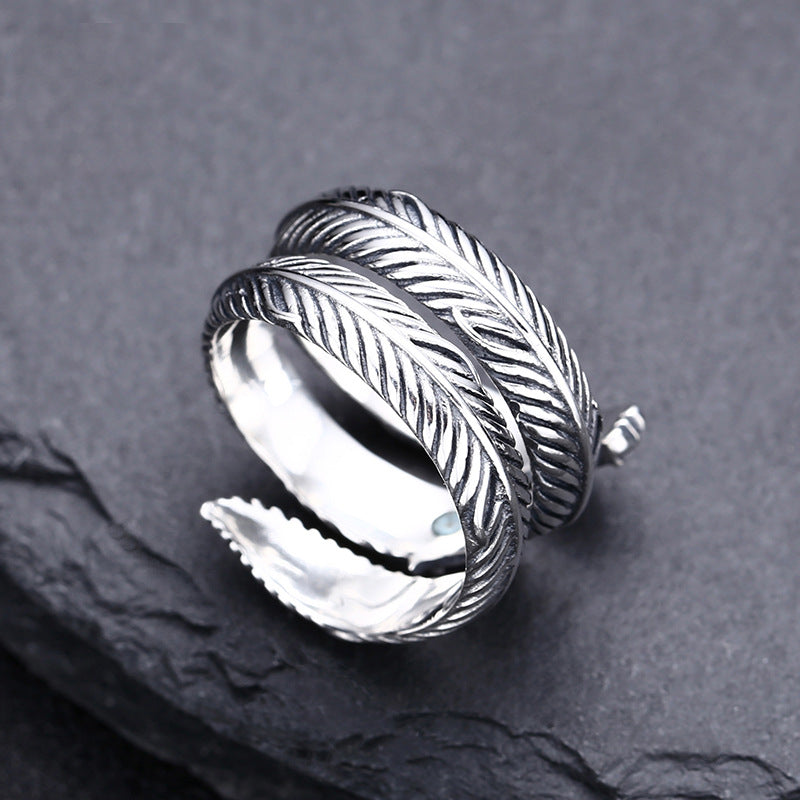 Spiritual Abacus Retro 925 Sterling Silver Leaf Ring