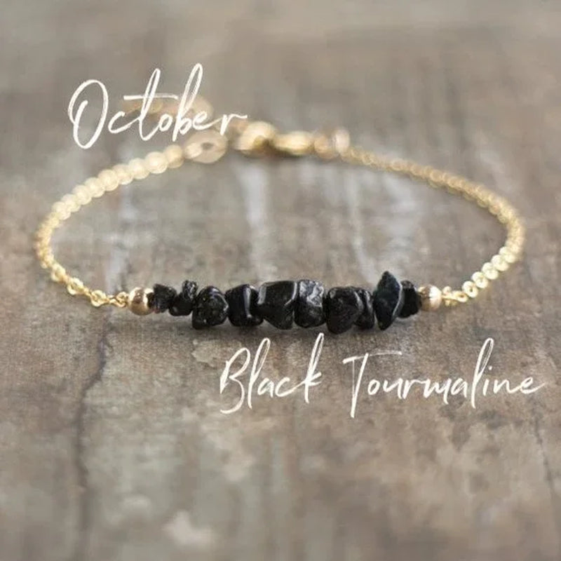 Spiritual Abacus 🖤 Raw Black Tourmaline Healing Crystal Bracelet Chakra Protection Jewelry – October Birthstone Gift